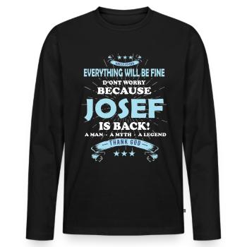 Tout ira bien Josef est de retour - T-shirt manches longues Premium bio Homme - noir - Devant - Nico (187cm)