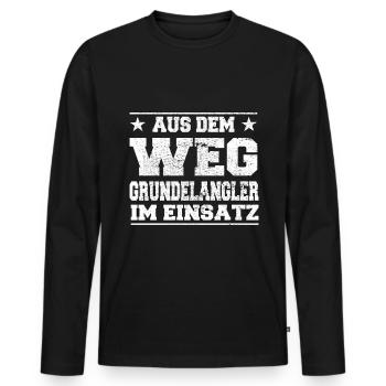 Grundelangler en cours d’utilisation Design - T-shirt manches longues Premium bio Homme - noir - Devant - Nico (187cm)
