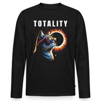 Total Solar Eclipse Totality Cat - Men's Premium Organic Long Sleeve Shirt - black - Front - Nico (187cm)