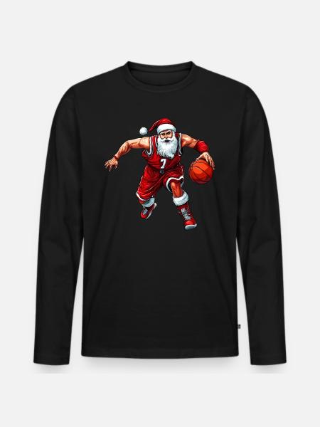 Weihnachten Basketballer - Männer Premium Bio Langarmshirt - Schwarz