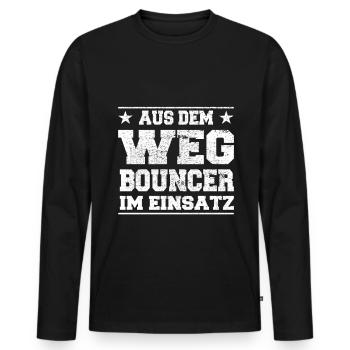 Videur à l’écart en action Design - T-shirt manches longues Premium bio Homme - noir - Devant - Nico (187cm)