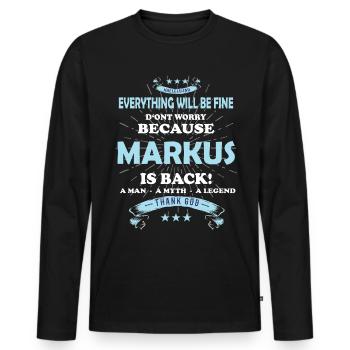 Tout ira bien Markus est de retour - T-shirt manches longues Premium bio Homme - noir - Devant - Nico (187cm)