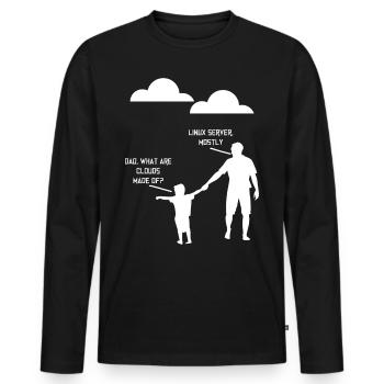 Papa What Are Clouds Made Of, Linux Servers Mostly3 - T-shirt manches longues Premium bio Homme - noir - Devant - Nico (187cm)