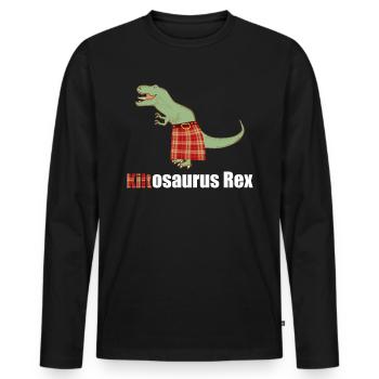 kilt kiltosaurus rex dino saurier dinosaurier scot - Männer Premium Bio Langarmshirt - Schwarz - Vorne - Nico (187cm)