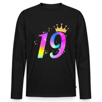 19. Geburtstag Geschenkidee Für 19 Jahre Alt - Männer Premium Bio Langarmshirt - Schwarz - Vorne - Nico (187cm)