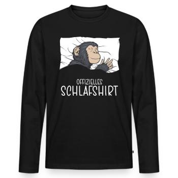 Chemise de nuit officielle Pyjama singe - T-shirt manches longues Premium bio Homme - noir - Devant - Nico (187cm)
