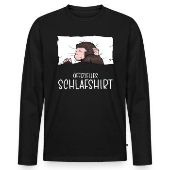 Chemise de nuit officielle Pyjama singe - T-shirt manches longues Premium bio Homme - noir - Devant - Nico (187cm)