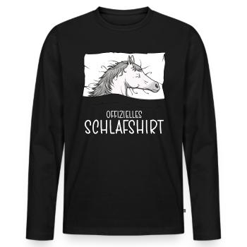 Official Sleep Shirt Arabian Horse Pajamas - Men's Premium Organic Long Sleeve Shirt - black - Front - Nico (187cm)