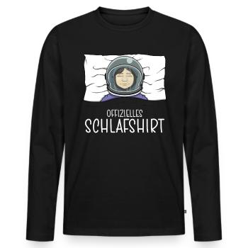 Chemise de nuit officielle Pyjama astronaute - T-shirt manches longues Premium bio Homme - noir - Devant - Nico (187cm)