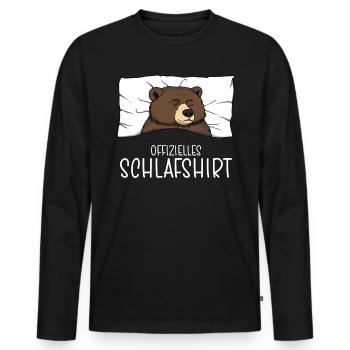 Chemise de nuit officielle Pyjama ours - T-shirt manches longues Premium bio Homme - noir - Devant - Nico (187cm)