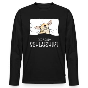 Chemise de nuit officielle Pyjama Chihuahua - T-shirt manches longues Premium bio Homme - noir - Devant - Nico (187cm)