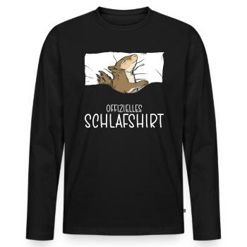 Chemise de nuit officielle Pyjama écureuil - T-shirt manches longues Premium bio Homme - noir - Devant - Nico (187cm)