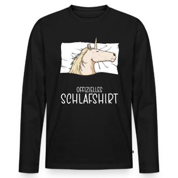 Chemise de nuit officielle Pyjama licorne - T-shirt manches longues Premium bio Homme - noir - Devant - Nico (187cm)
