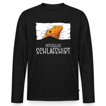 Chemise de nuit officielle Bartagam Lézard Pyjama - T-shirt manches longues Premium bio Homme - noir - Devant - Nico (187cm)