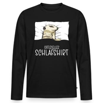 Chemise de nuit officielle Pyjama suricate - T-shirt manches longues Premium bio Homme - noir - Devant - Nico (187cm)