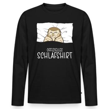 Chemise de nuit officielle Pyjama hibou - T-shirt manches longues Premium bio Homme - noir - Devant - Nico (187cm)