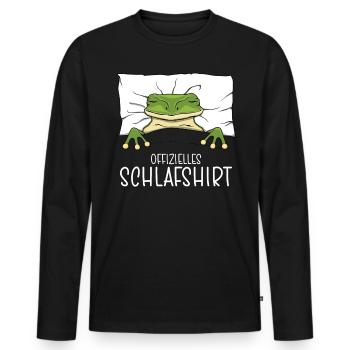 Chemise de nuit officielle Pyjama grenouille - T-shirt manches longues Premium bio Homme - noir - Devant - Nico (187cm)