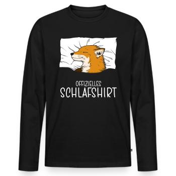 Chemise de nuit officielle Pyjama Fox - T-shirt manches longues Premium bio Homme - noir - Devant - Nico (187cm)