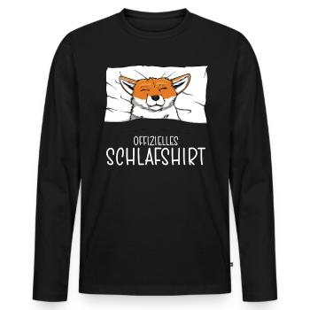 Chemise de nuit officielle Pyjama Fox - T-shirt manches longues Premium bio Homme - noir - Devant - Nico (187cm)