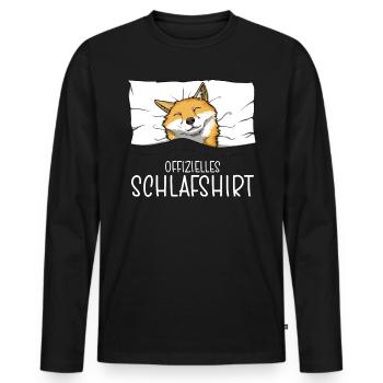 Chemise de nuit officielle Pyjama Fox - T-shirt manches longues Premium bio Homme - noir - Devant - Nico (187cm)