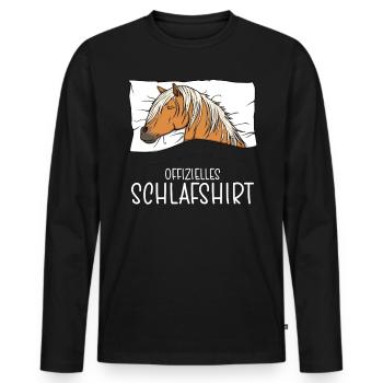 Chemise de nuit officielle Pyjama Haflinger - T-shirt manches longues Premium bio Homme - noir - Devant - Nico (187cm)