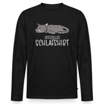 Chemise de nuit officielle Pyjama chat - T-shirt manches longues Premium bio Homme - noir - Devant - Nico (187cm)