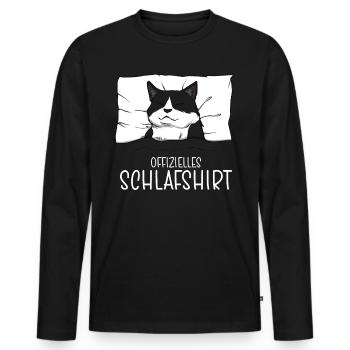 Chemise de nuit officielle Pyjama chat - T-shirt manches longues Premium bio Homme - noir - Devant - Nico (187cm)