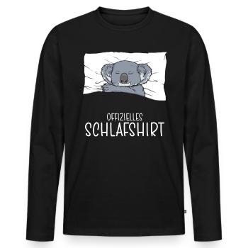 Official Sleep Shirt Koala Pajamas - Men's Premium Organic Long Sleeve Shirt - black - Front - Nico (187cm)