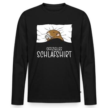 Official Sleep Shirt Mouse Pajamas - Men's Premium Organic Long Sleeve Shirt - black - Front - Nico (187cm)