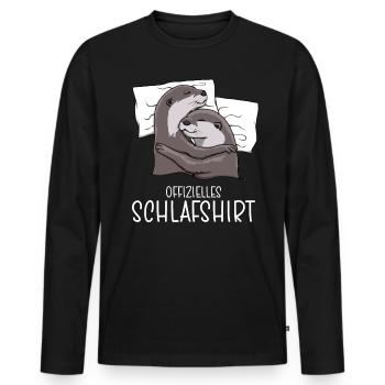Offizielles Schlafshirt Otter Schlafanzug - Männer Premium Bio Langarmshirt - Schwarz - Vorne - Nico (187cm)