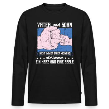 Père et fils en disant, Meilleur père, Fête des pères - T-shirt manches longues Premium bio Homme - noir - Devant - Nico (187cm)