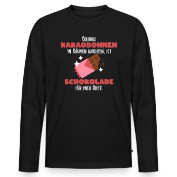 Cacao et chocolat, un dicton amusant - T-shirt manches longues Premium bio Homme - noir - Devant - Nico (187cm)
