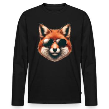 Fuchs Mit Sonnenbrille, Digitale Kunst, Wildtier - Männer Premium Bio Langarmshirt - Schwarz - Vorne - Nico (187cm)