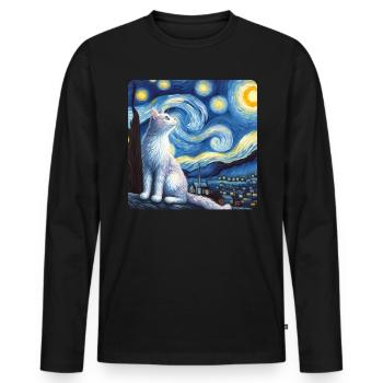 Art de la peinture de chat, Propriétaire de chat - T-shirt manches longues Premium bio Homme - noir - Devant - Nico (187cm)
