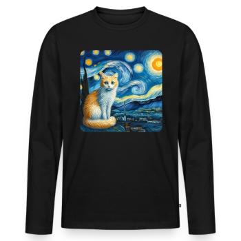 Art de la peinture de chat, Propriétaire de chat - T-shirt manches longues Premium bio Homme - noir - Devant - Nico (187cm)