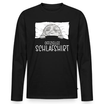 Offizielles Schlafshirt Mond Schlafanzug - Männer Premium Bio Langarmshirt - Schwarz - Vorne - Nico (187cm)