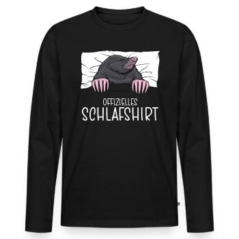 Pyjama officiel Chemise de nuit Molé - T-shirt manches longues Premium bio Homme - noir - Devant - Nico (187cm)