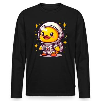 Astronaut Duck, Yellow Rubber Duck & Rubber Duck - Men's Premium Organic Long Sleeve Shirt - black - Front - Nico (187cm)