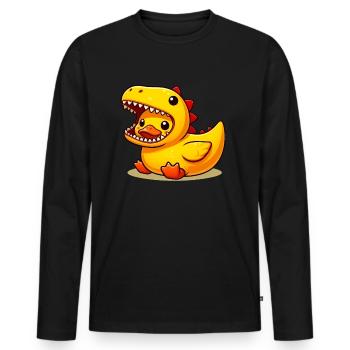 Dino Duck, Yellow Rubber Duck & Rubber Duck - Men's Premium Organic Long Sleeve Shirt - black - Front - Nico (187cm)