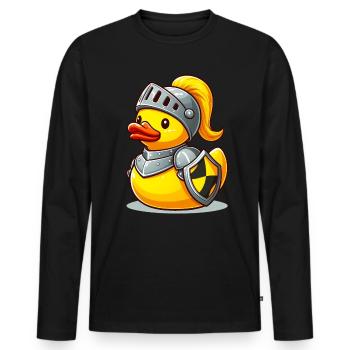 Knight Duck, Yellow Rubber Duck & Rubber Duck - Men's Premium Organic Long Sleeve Shirt - black - Front - Nico (187cm)