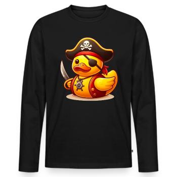 Pirate Duck, Yellow Rubber Duck & Rubber Duck - Men's Premium Organic Long Sleeve Shirt - black - Front - Nico (187cm)
