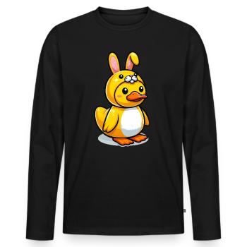Rabbit Duck, Yellow Rubber Duck & Rubber Duck - Men's Premium Organic Long Sleeve Shirt - black - Front - Nico (187cm)