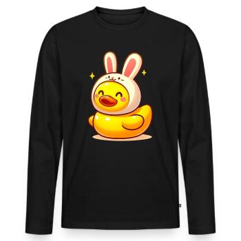 Rabbit Duck, Yellow Rubber Duck & Rubber Duck - Men's Premium Organic Long Sleeve Shirt - black - Front - Nico (187cm)