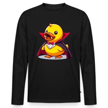 Vampire Duck, Yellow Rubber Duck & Rubber Duck - Men's Premium Organic Long Sleeve Shirt - black - Front - Nico (187cm)
