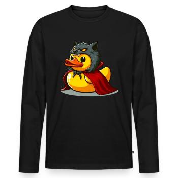 Werewolf Duck, Yellow Rubber Duck & Rubber Duck - Men's Premium Organic Long Sleeve Shirt - black - Front - Nico (187cm)