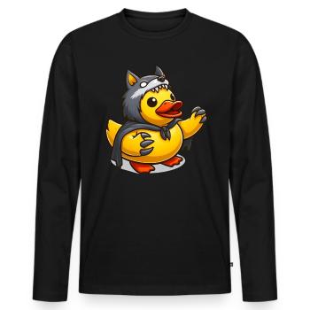 Werewolf Duck, Yellow Rubber Duck & Rubber Duck - Men's Premium Organic Long Sleeve Shirt - black - Front - Nico (187cm)