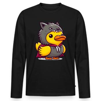 Werewolf Duck, Yellow Rubber Duck & Rubber Duck - Men's Premium Organic Long Sleeve Shirt - black - Front - Nico (187cm)
