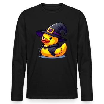 Witch Duck, Yellow Rubber Duck & Rubber Duck - Men's Premium Organic Long Sleeve Shirt - black - Front - Nico (187cm)