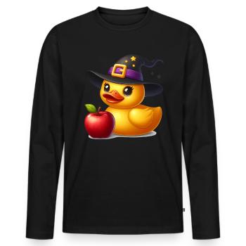 Witch Duck, Yellow Rubber Duck & Rubber Duck - Men's Premium Organic Long Sleeve Shirt - black - Front - Nico (187cm)