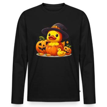 Witch Duck, Yellow Rubber Duck & Rubber Duck - Men's Premium Organic Long Sleeve Shirt - black - Front - Nico (187cm)